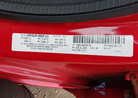 2011 Dodge Avenger Mainstreet из США, поврежденный, VIN 1B3BD1FB6BN531741